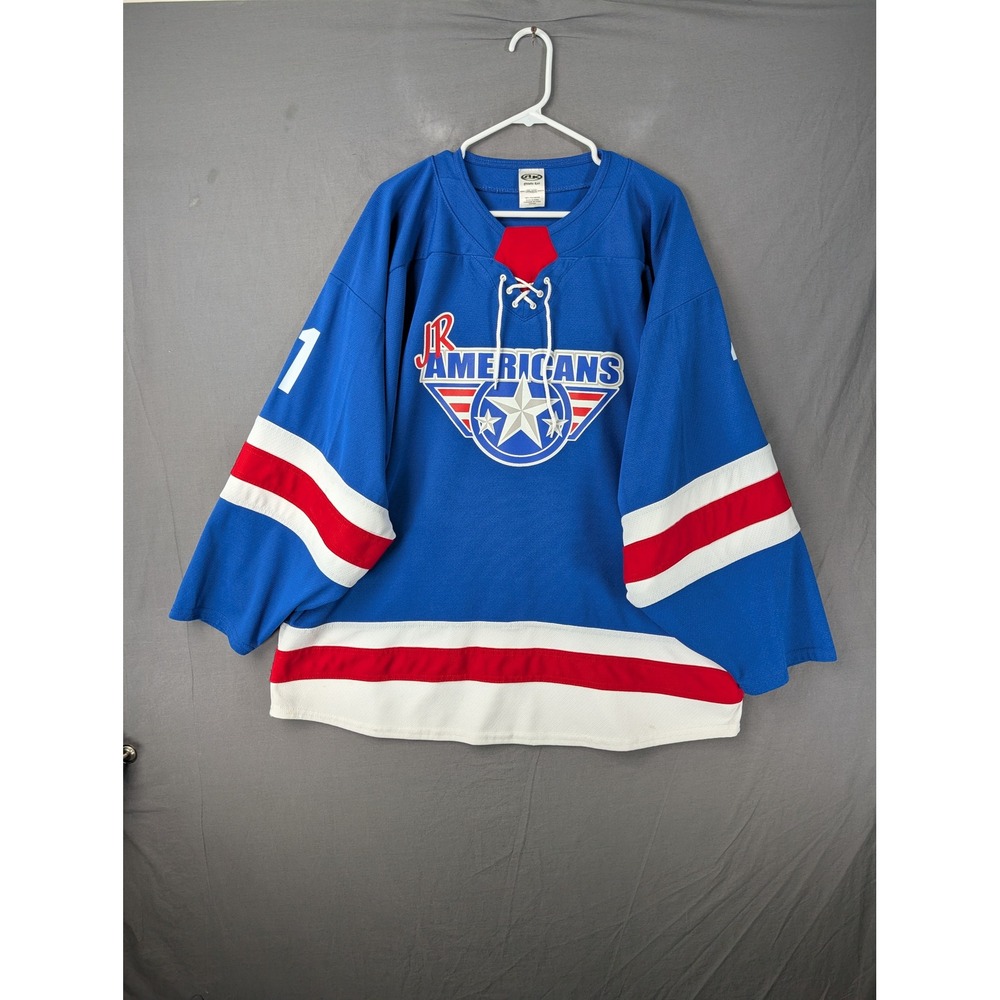 Athletic Knit Jr Americans Hockey Jersey Blue Red White Mens 2XL‎